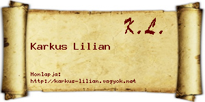 Karkus Lilian névjegykártya
